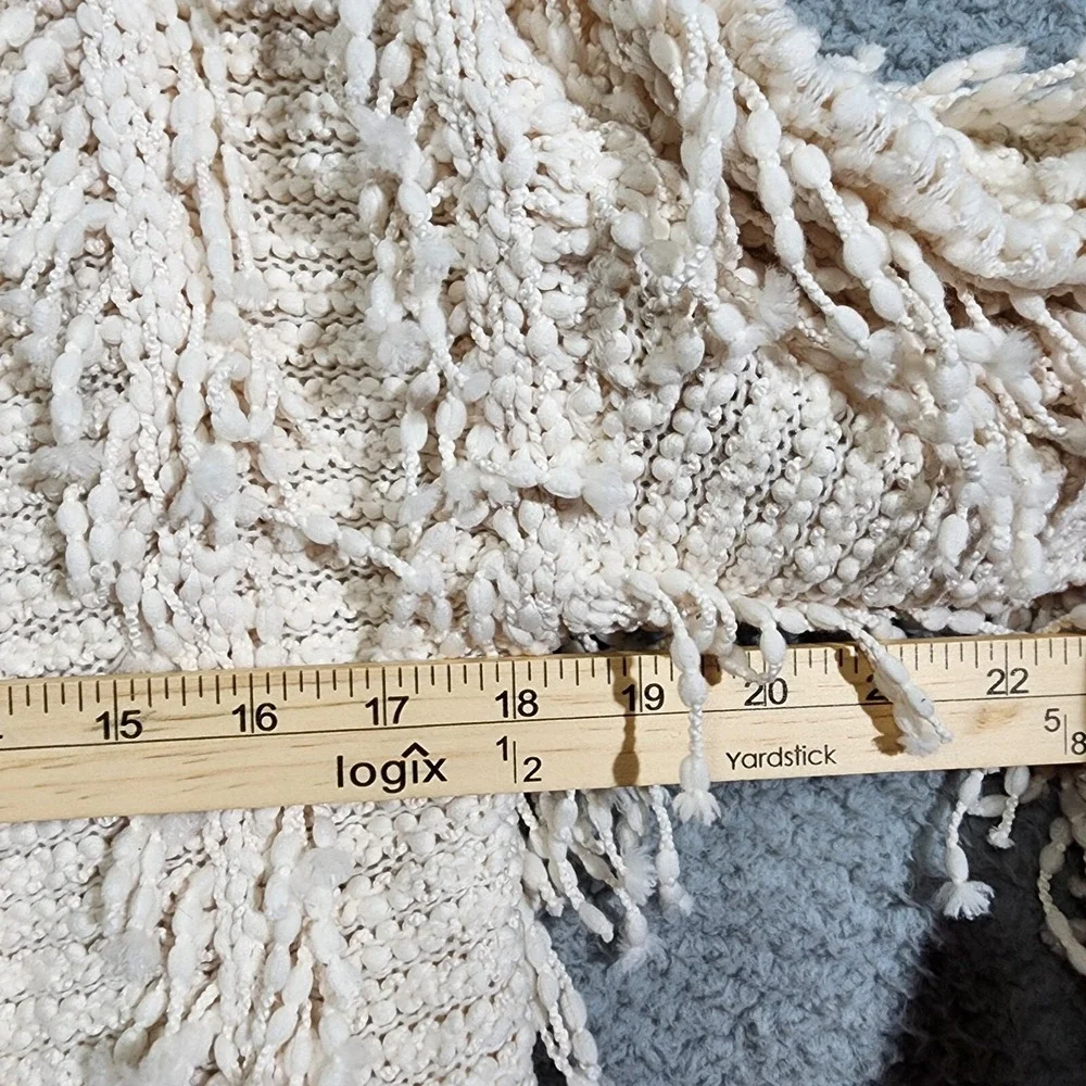 Generation K‎ Cardigan Sweater Size XS Long Sleeve Ivory Shaggy Tassels